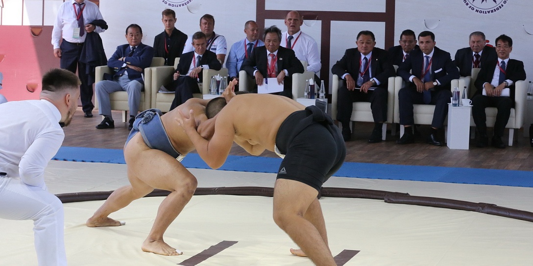 Россия выиграла у Японии матч по сумо на ВЭФ-2019