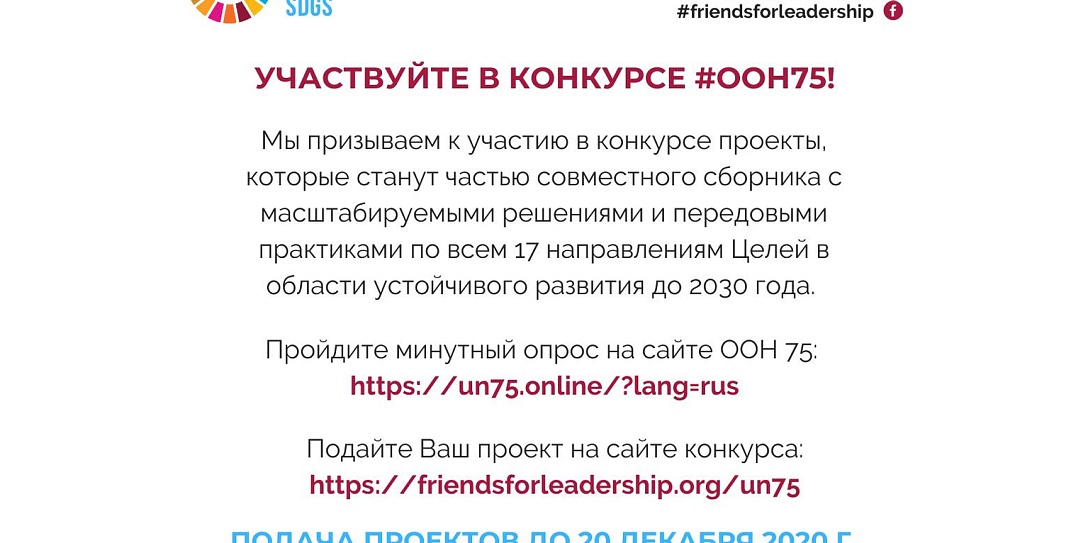 Участвуйте в конкурсе проектов ООН 75 и Friends for Leadership!